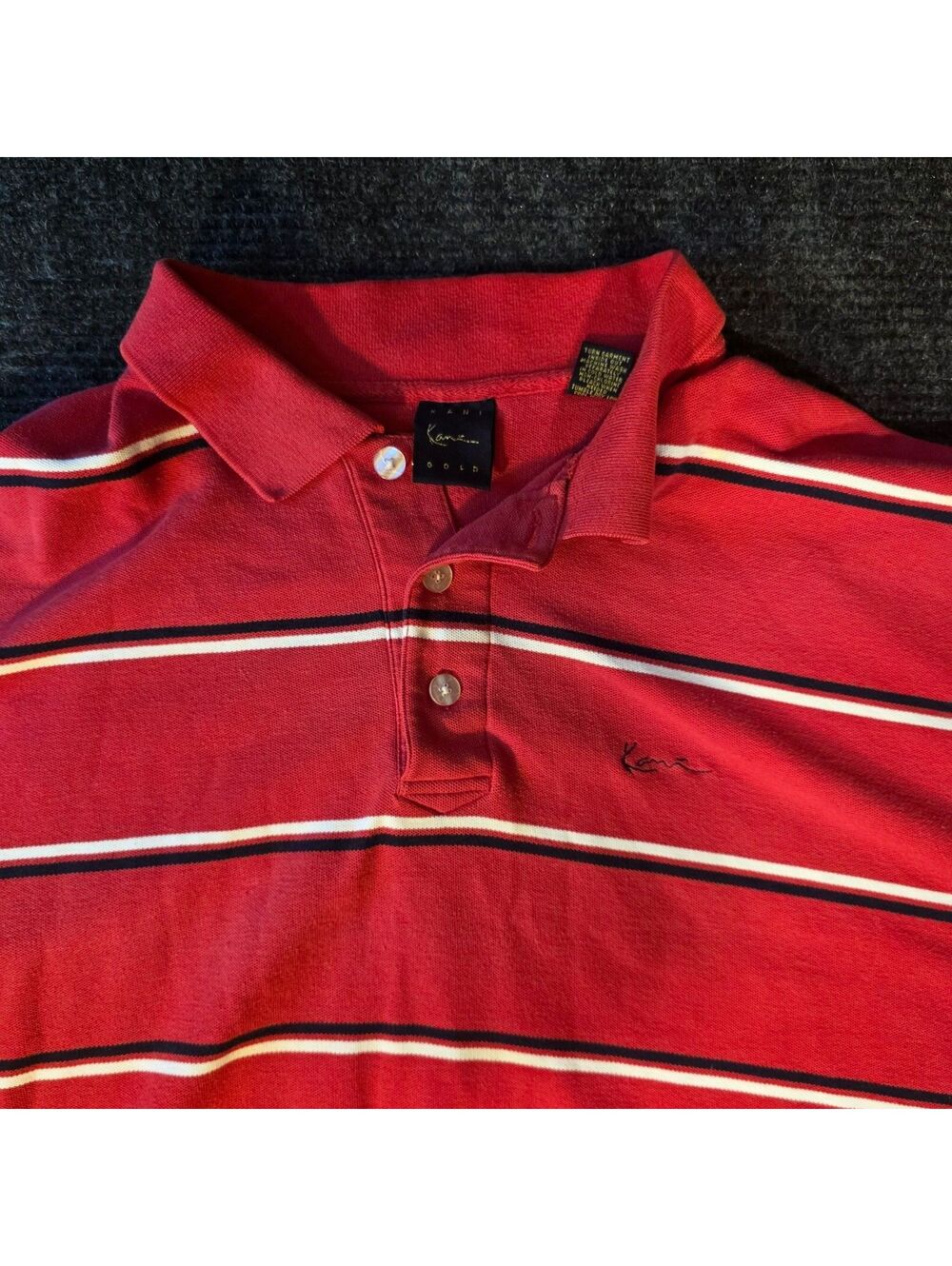 Karl Kani Gold Men's Red Striped Polo Shirt Size 3X
